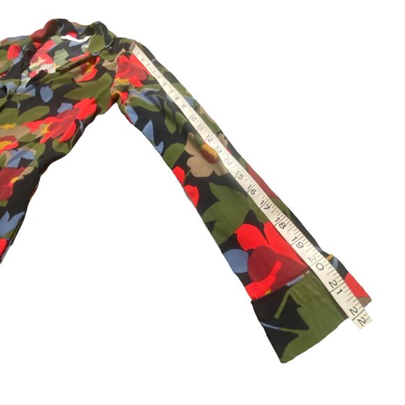 Zara Trafaluc Collection Floral Red Black Green Shirt Dress Button Down Small - Picture 11 of 14